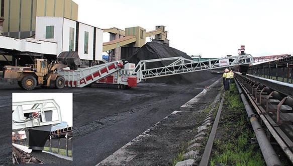 Mobile Truck Unloader  reclaiming coal from stockpiles